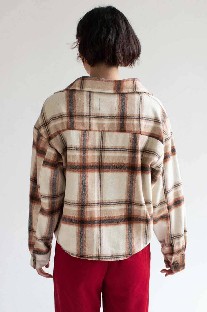 Oversized Rust Brushed Plaid Jacket
