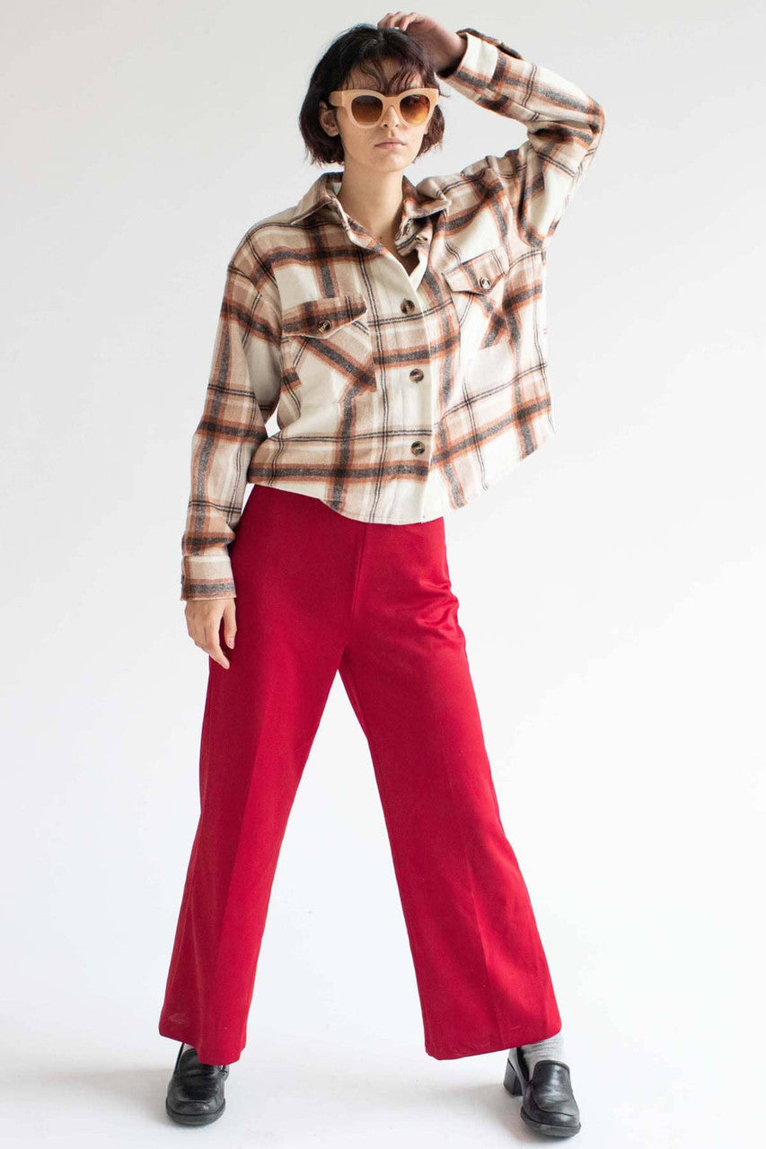 Oversized Rust Brushed Plaid Jacket