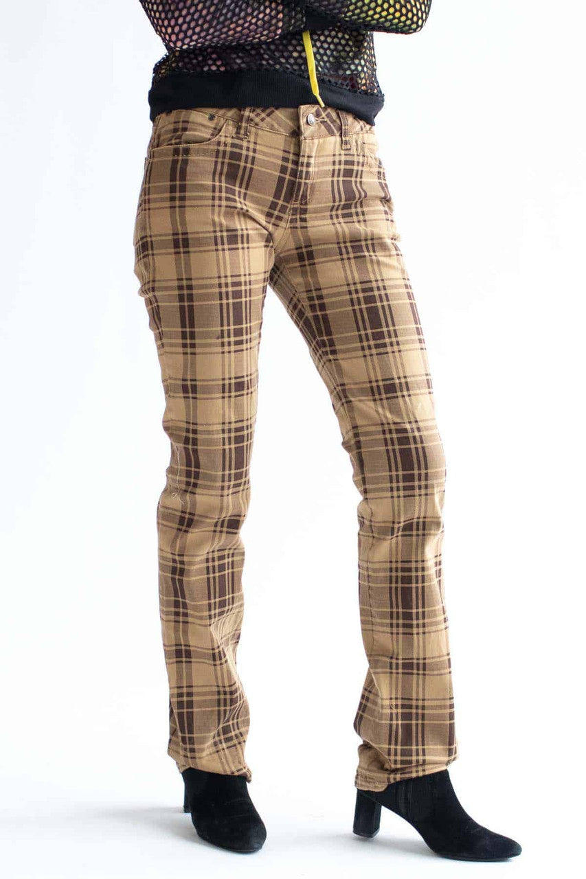 Brown Plaid Jeans