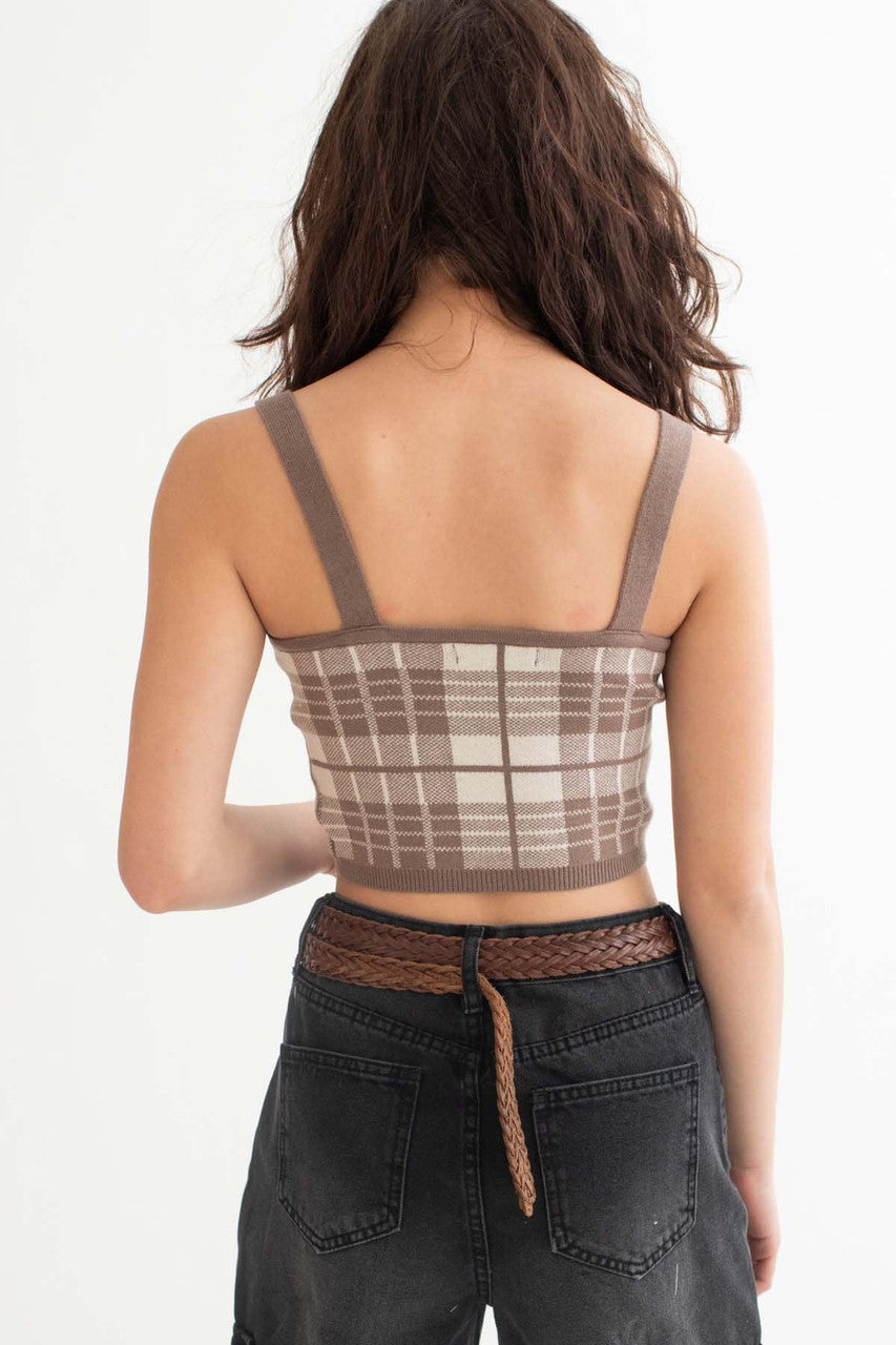 Cocoa Plaid Sweater Tank