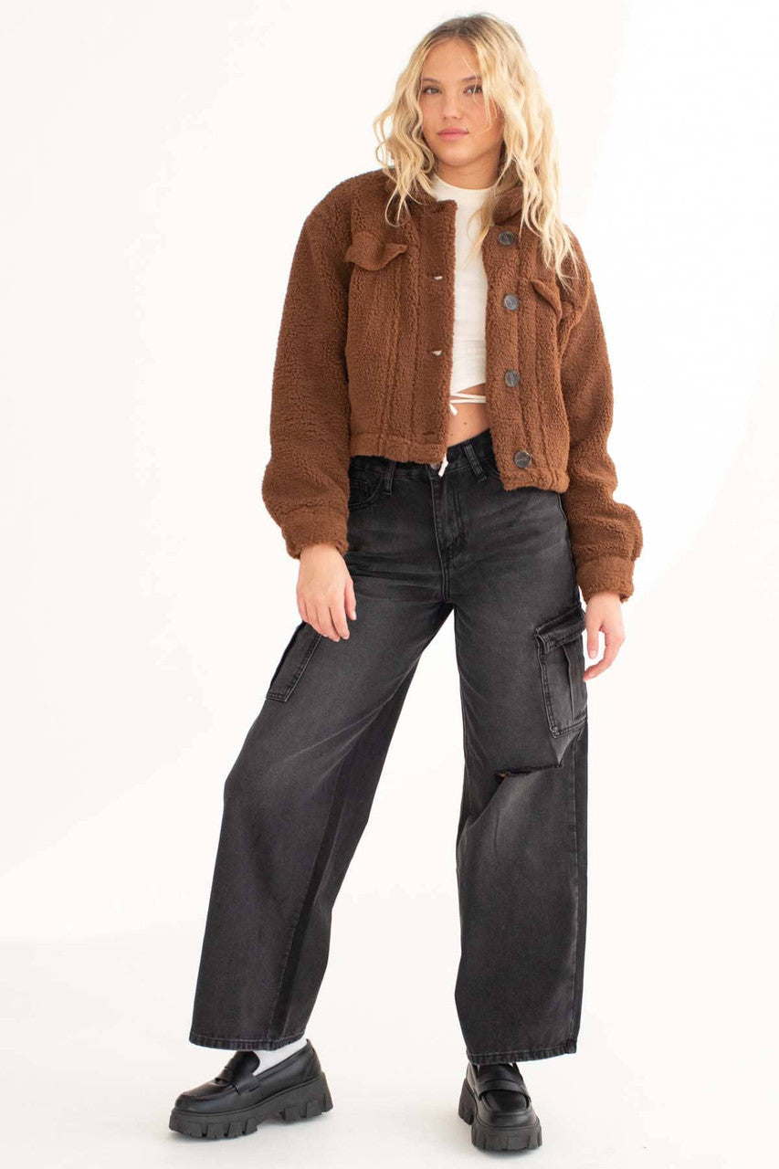 Brown Sherpa Shacket