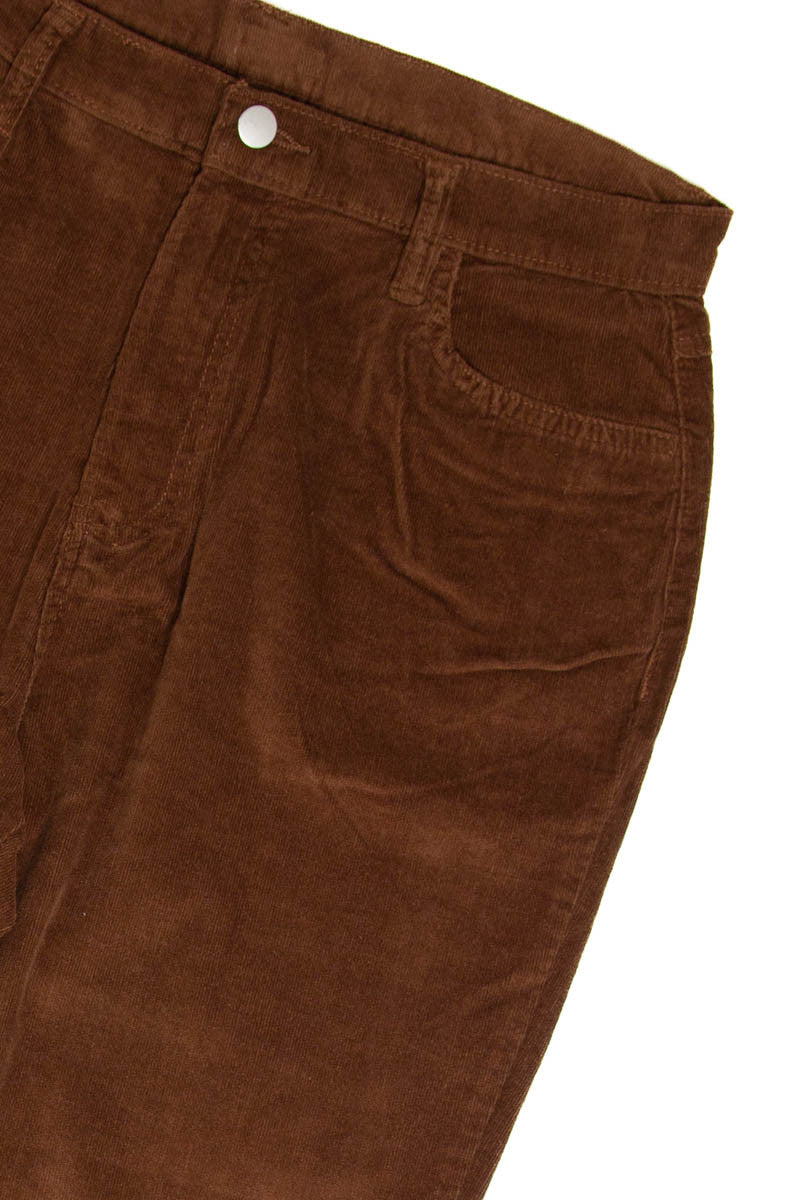 Brown Stretch Corduroy Flare Pants
