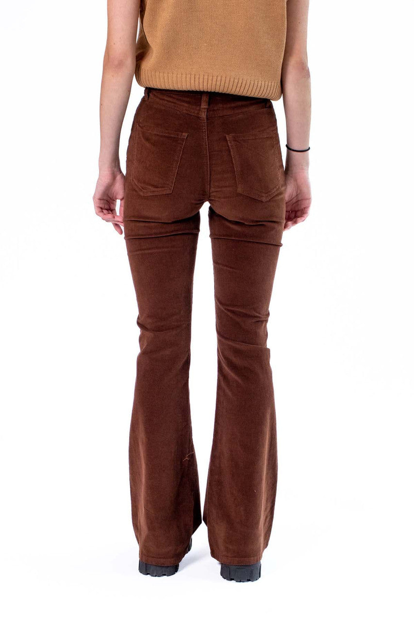 Brown Stretch Corduroy Flare Pants