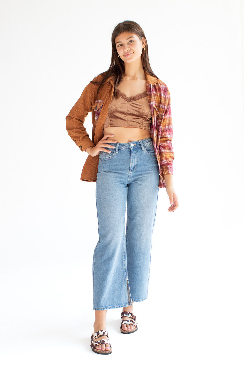 Brown Velvet Lace Trim Cami