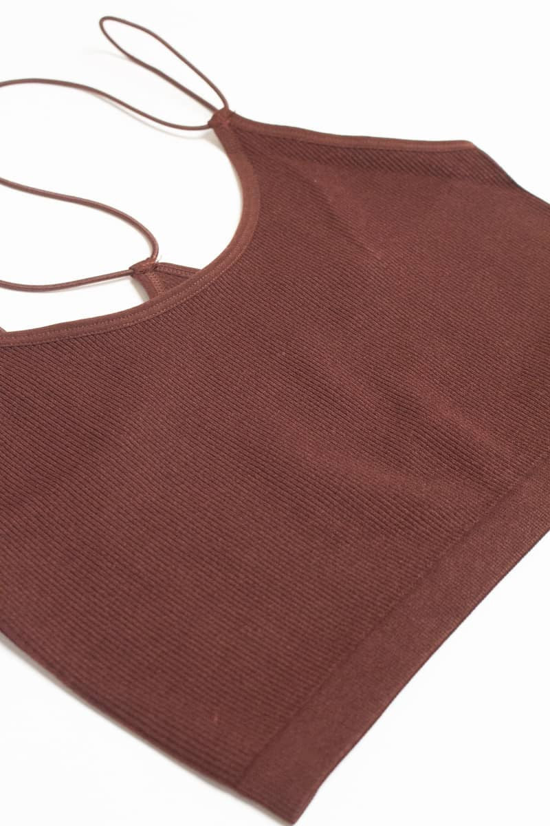 Espresso Bungee Strap Seamless Ribbed Bralette