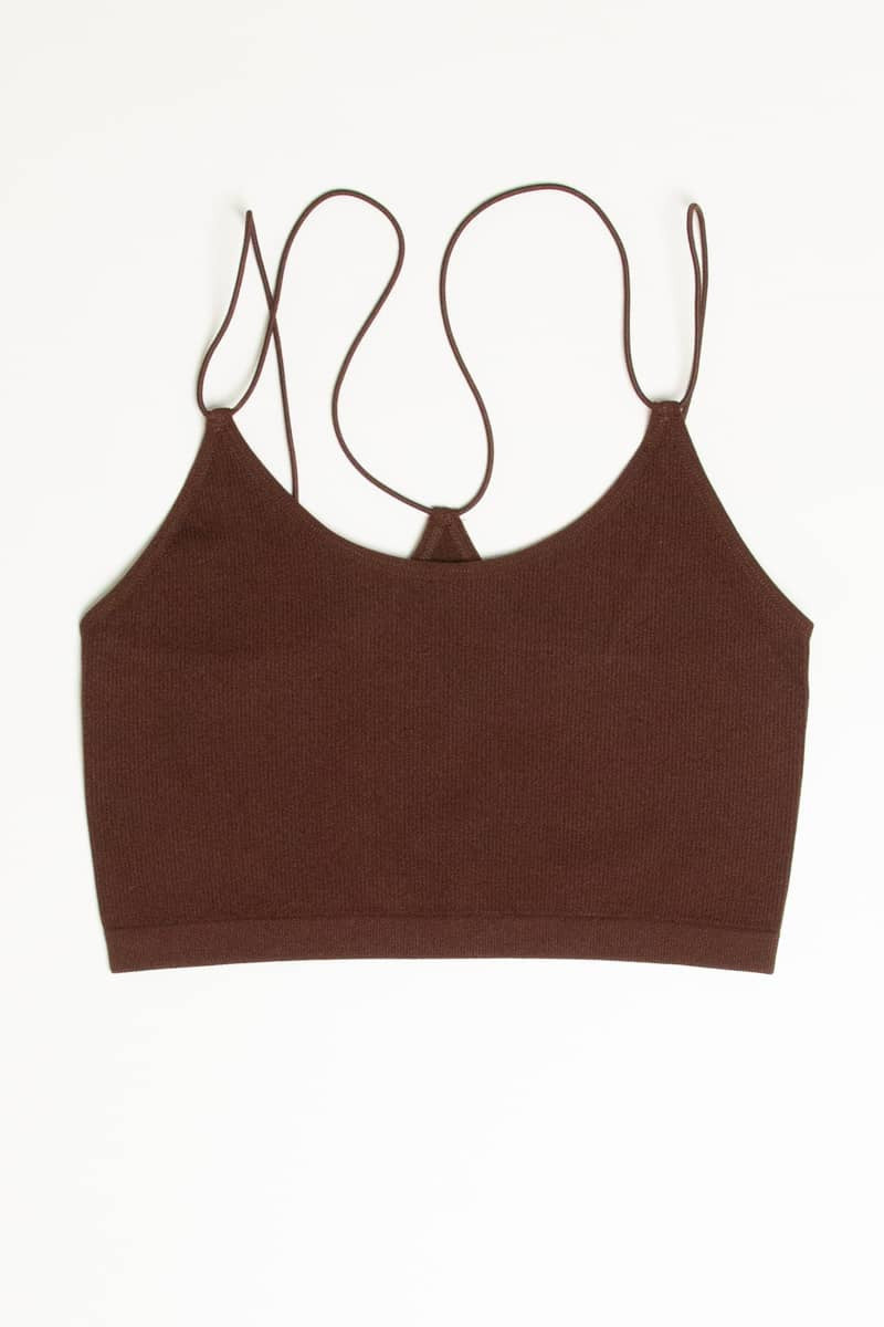 Espresso Bungee Strap Seamless Ribbed Bralette