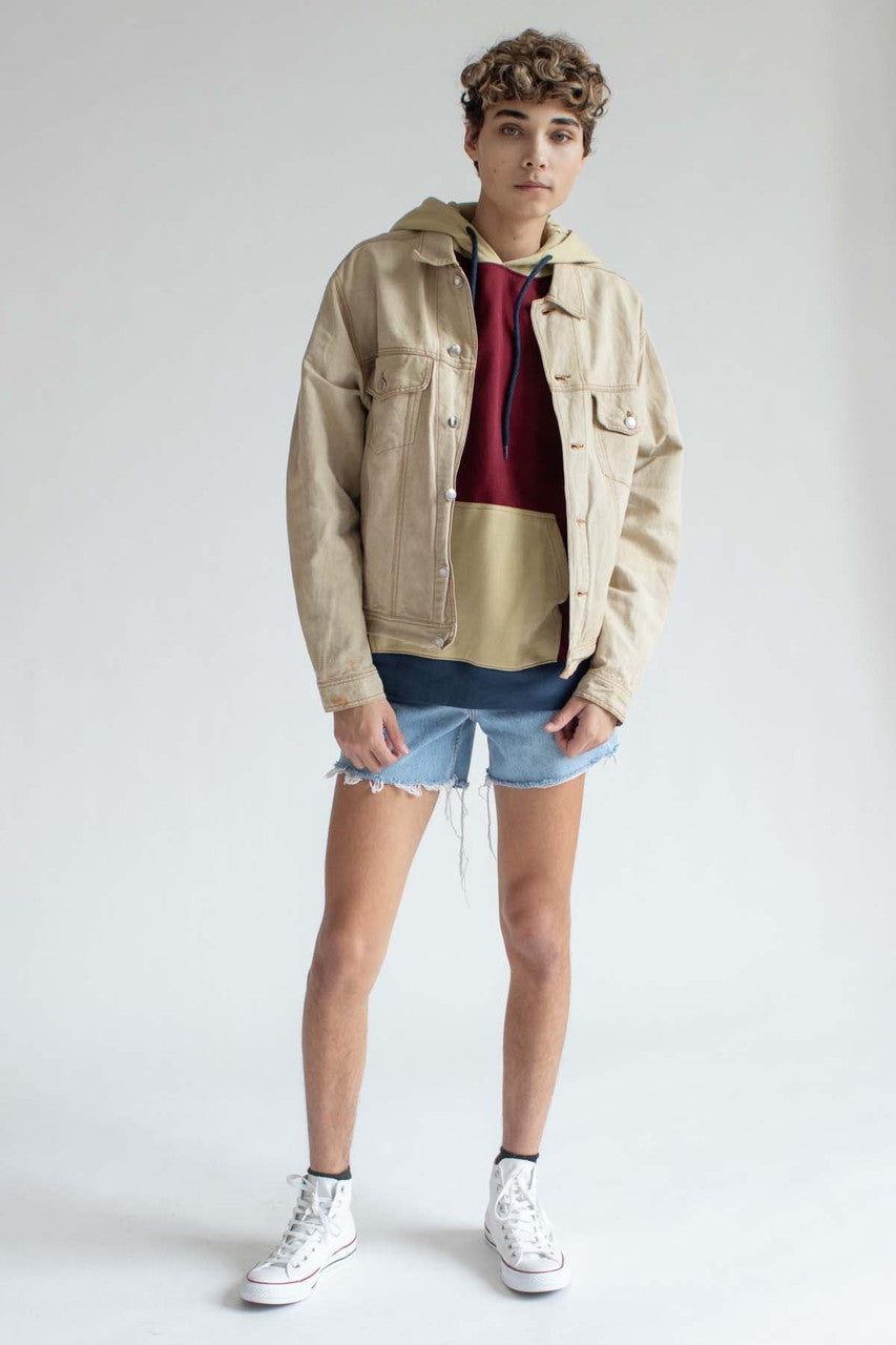 Burgundy Color Block Hoodie