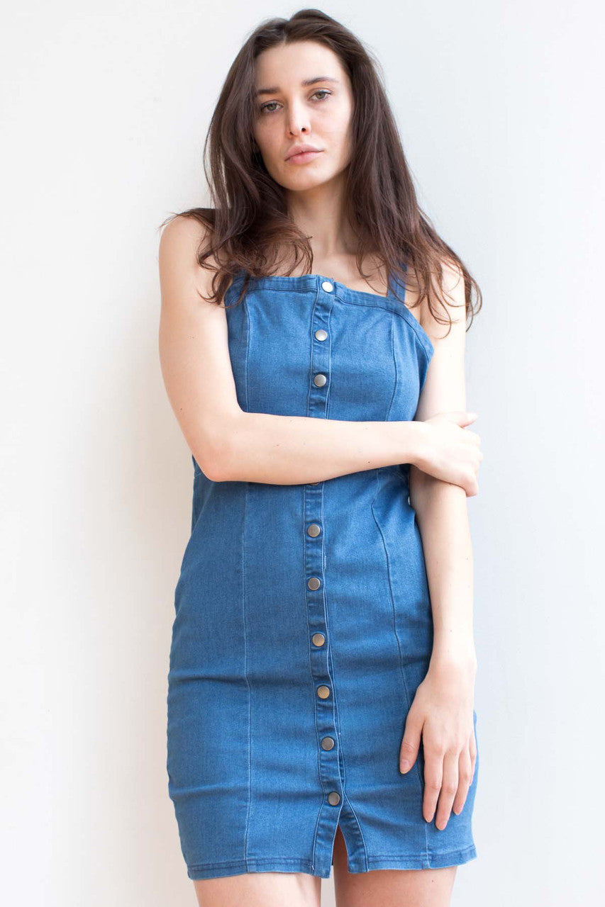 Button Front Denim Dress