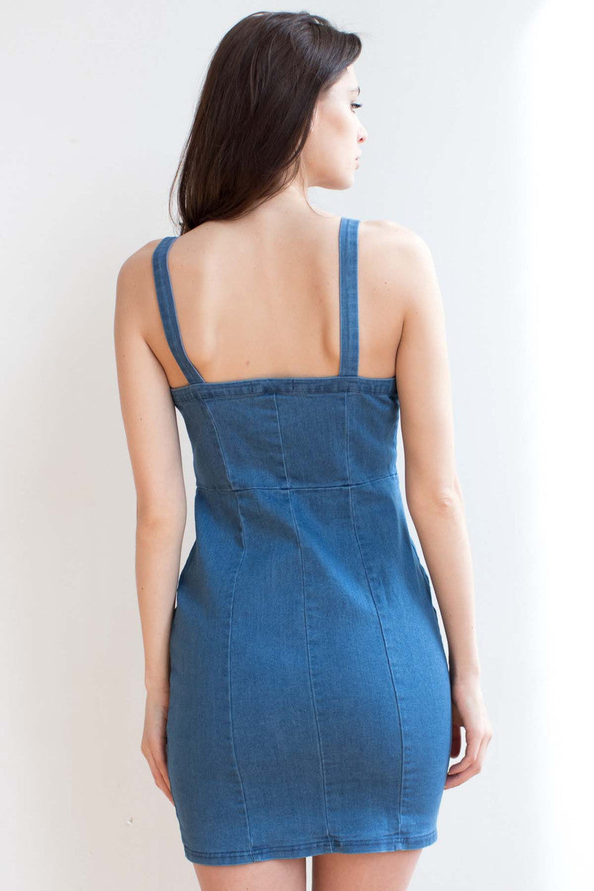 Button Front Denim Dress