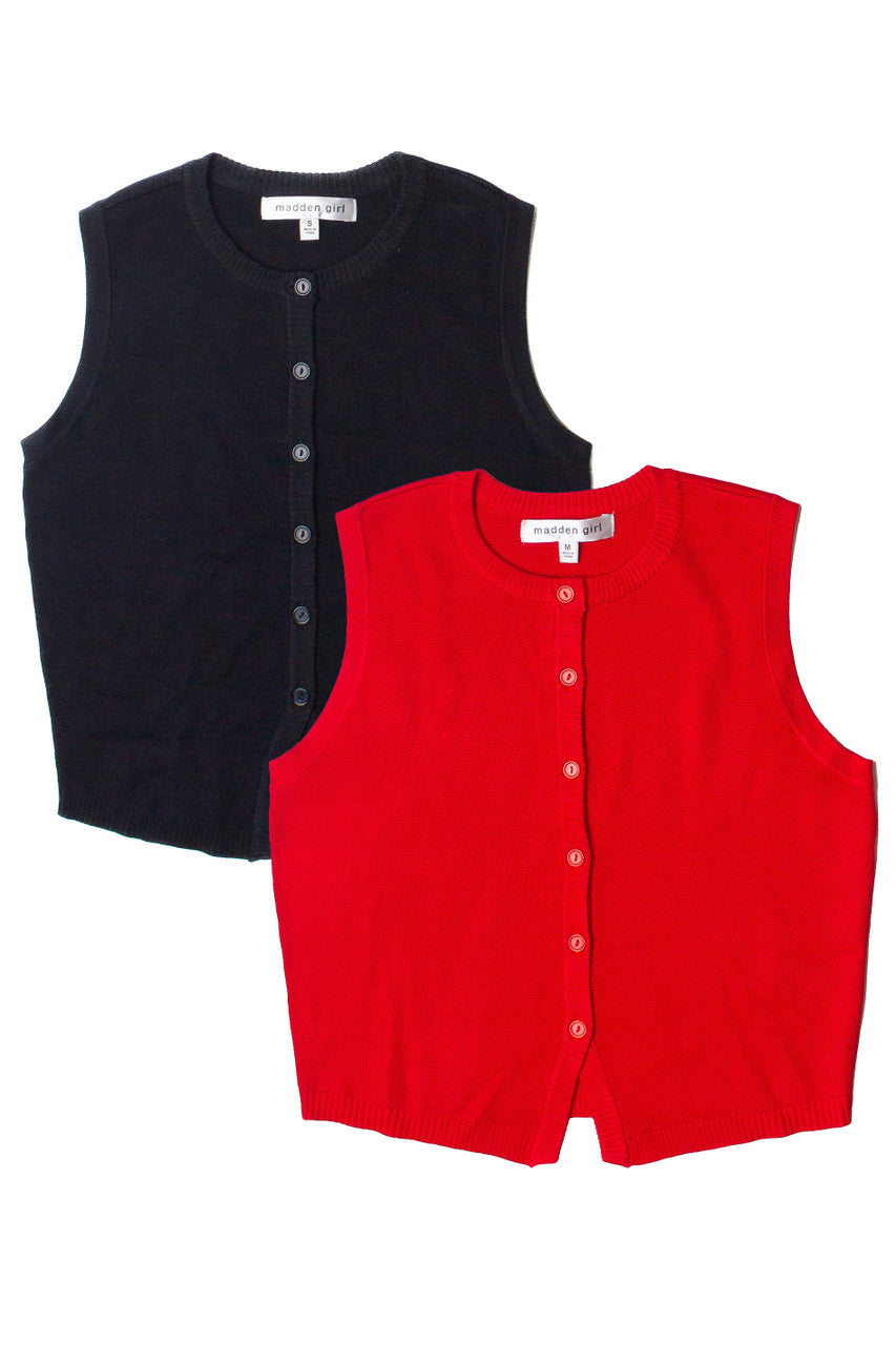 Button Front Lightweight Sweater Vest