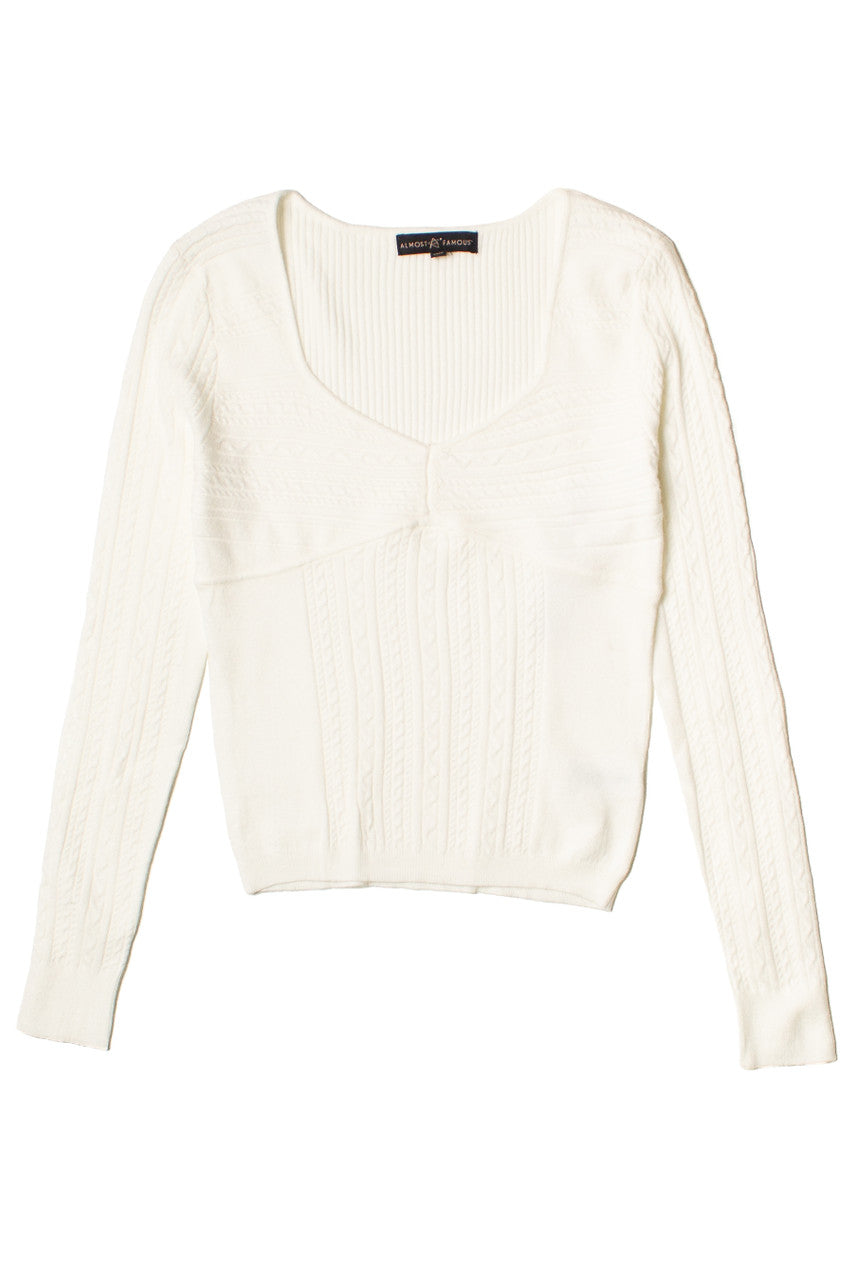 Ivory Cable Sweetheart Sweater