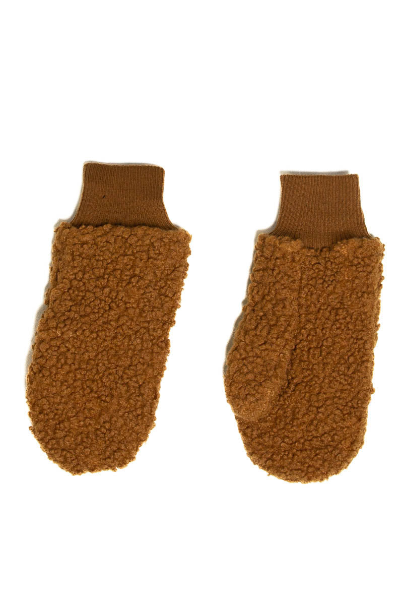 Camel Solid Sherpa Mittens