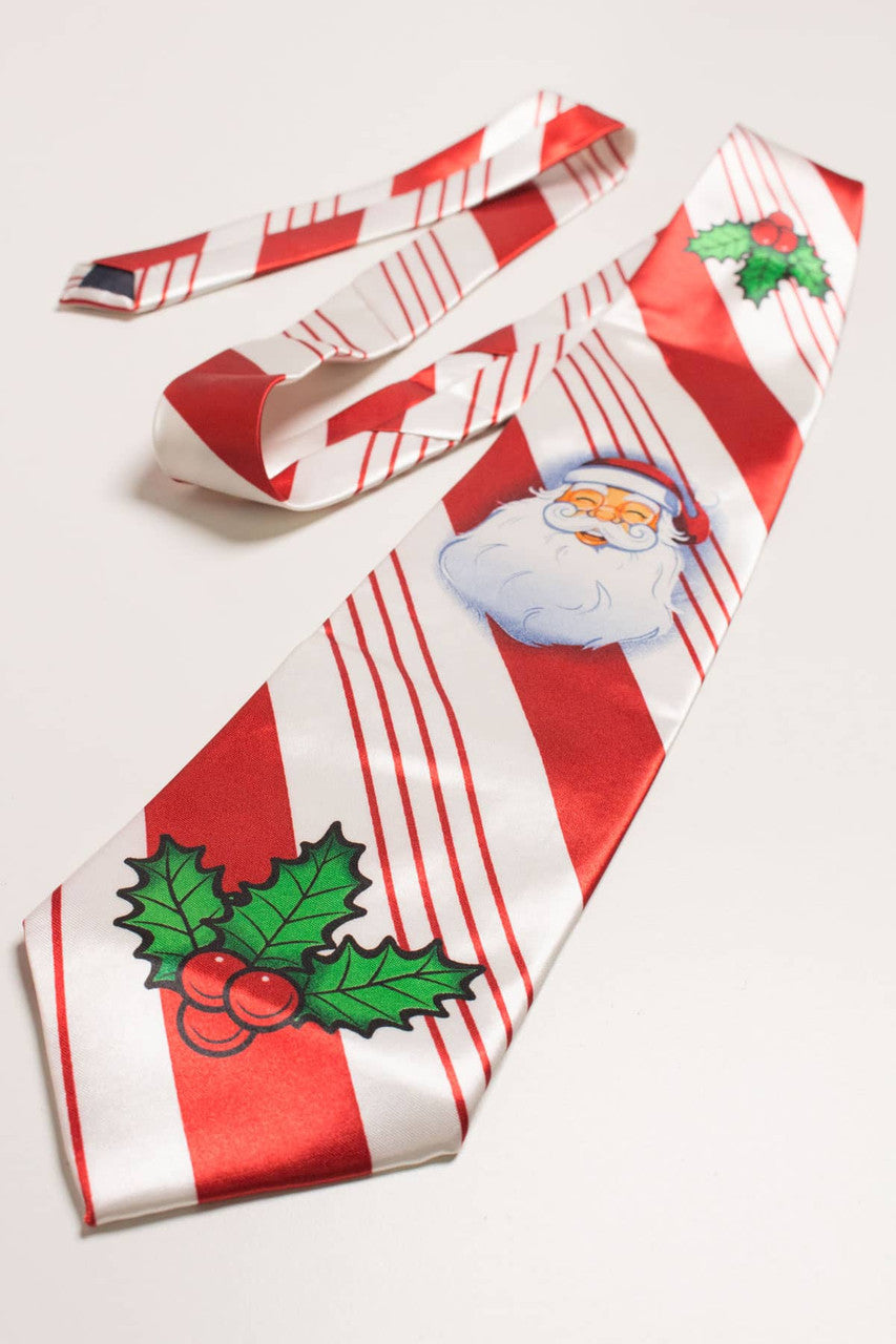 Santa Striped Christmas Tie