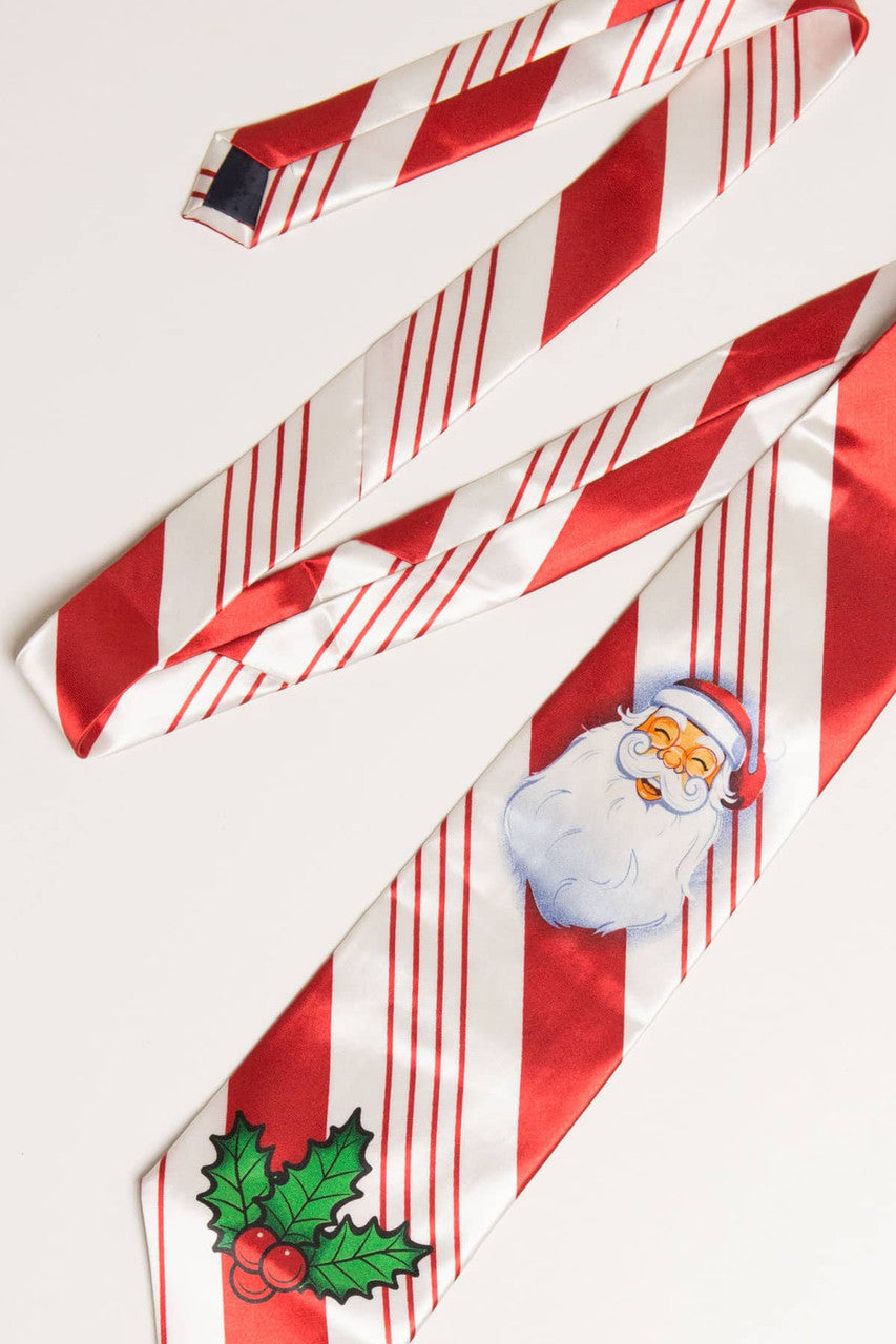Santa Striped Christmas Tie