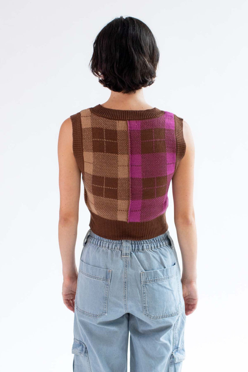 Cappuccino Colorblock Plaid Sweater Vest