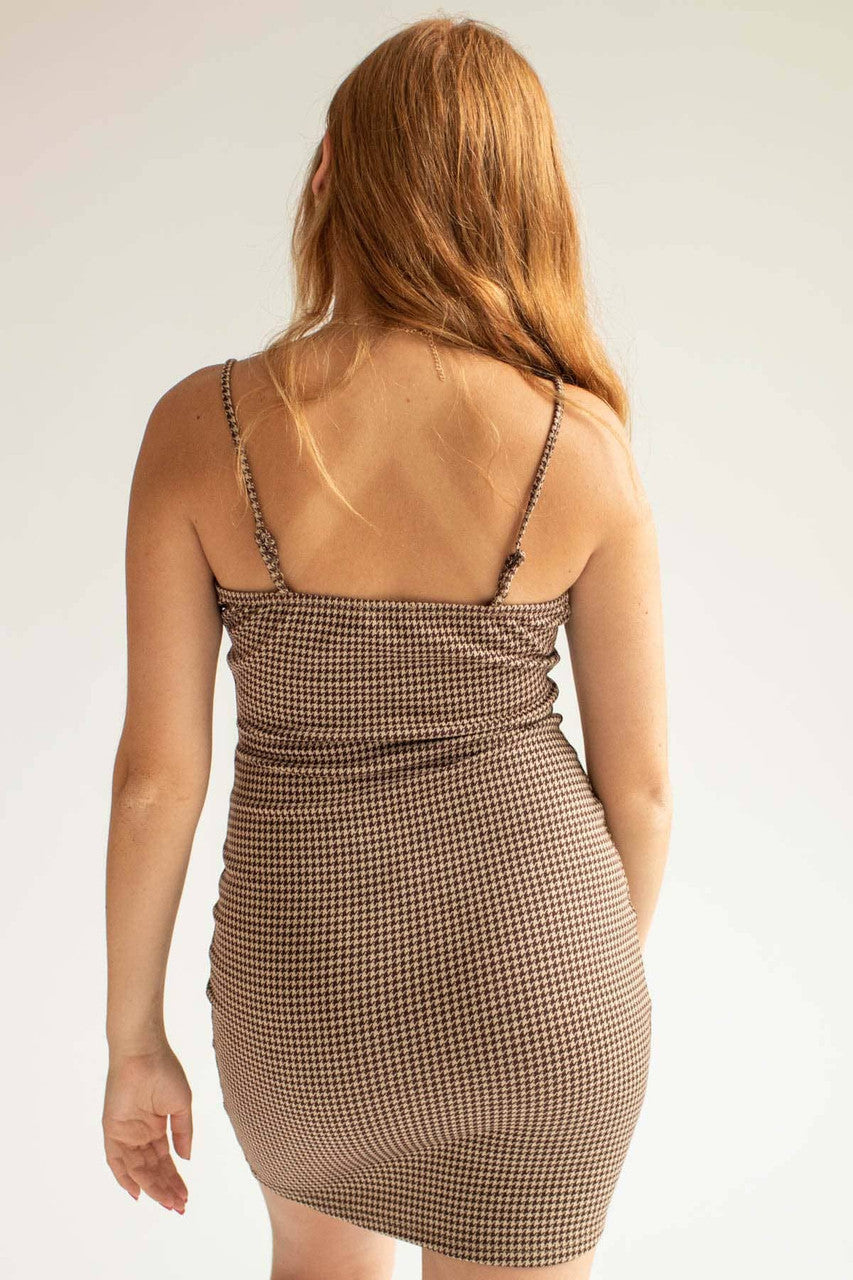 Cappuccino Houndstooth Mini Dress