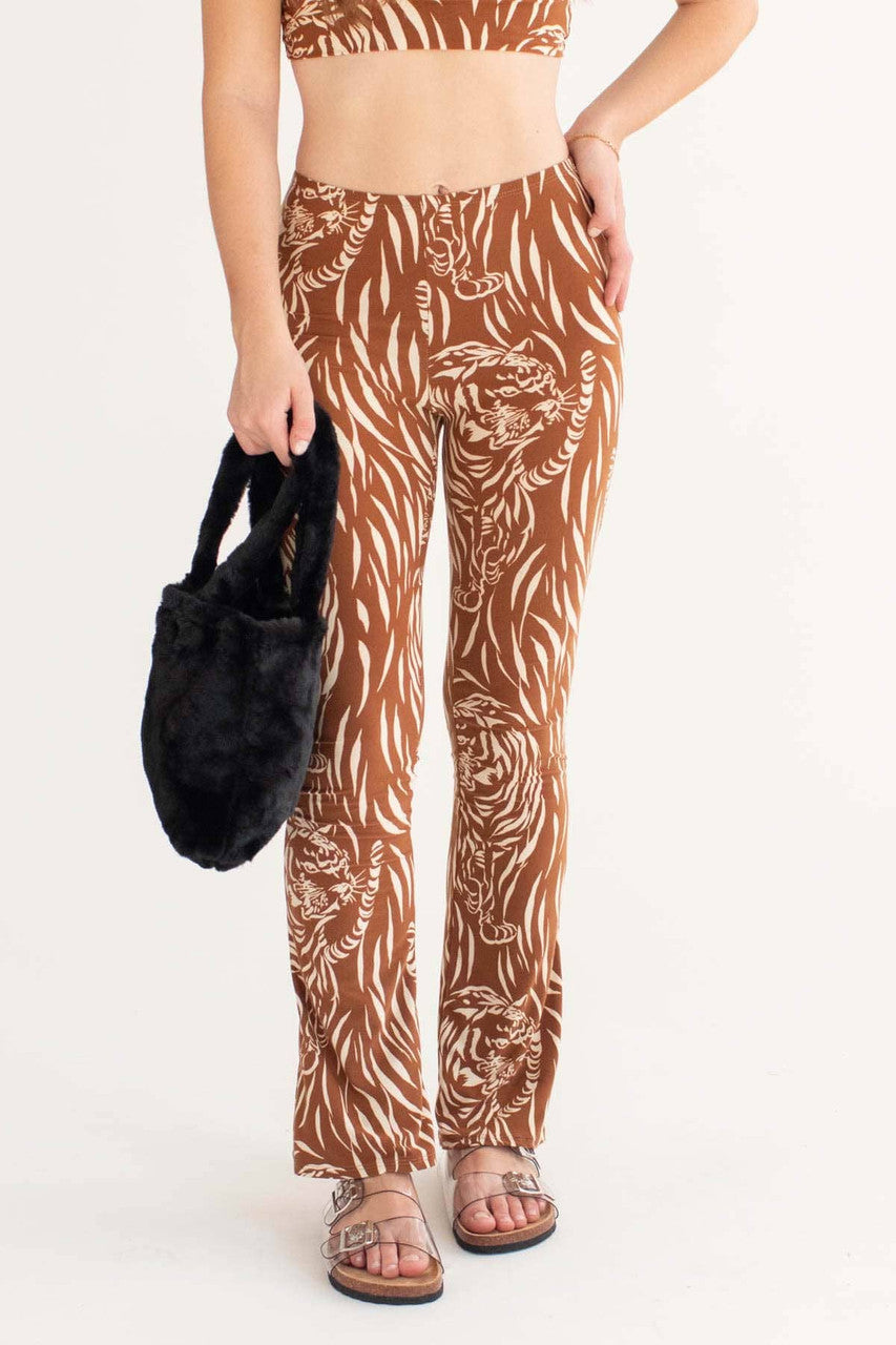 Caramel Tiger Print Bell Bottoms