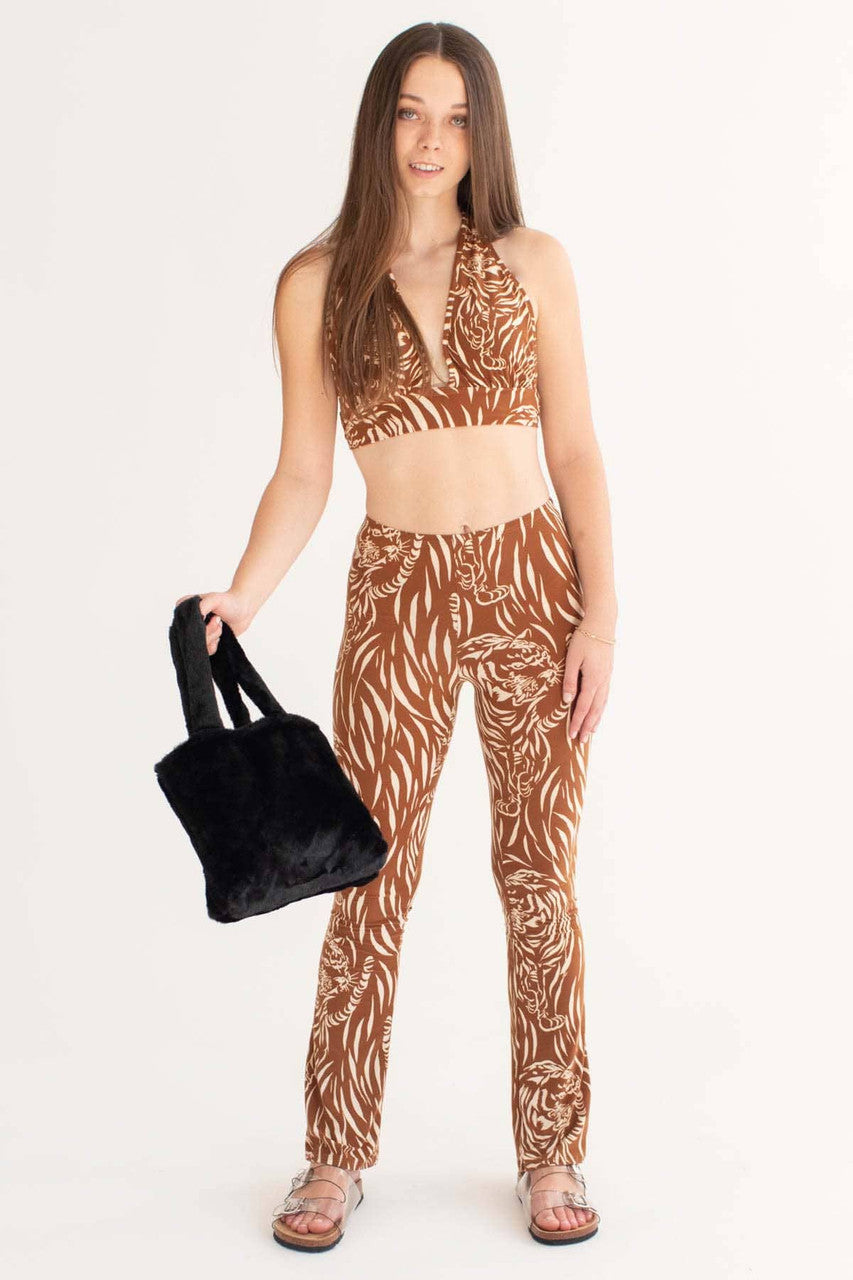 Caramel Tiger Print Halter Top