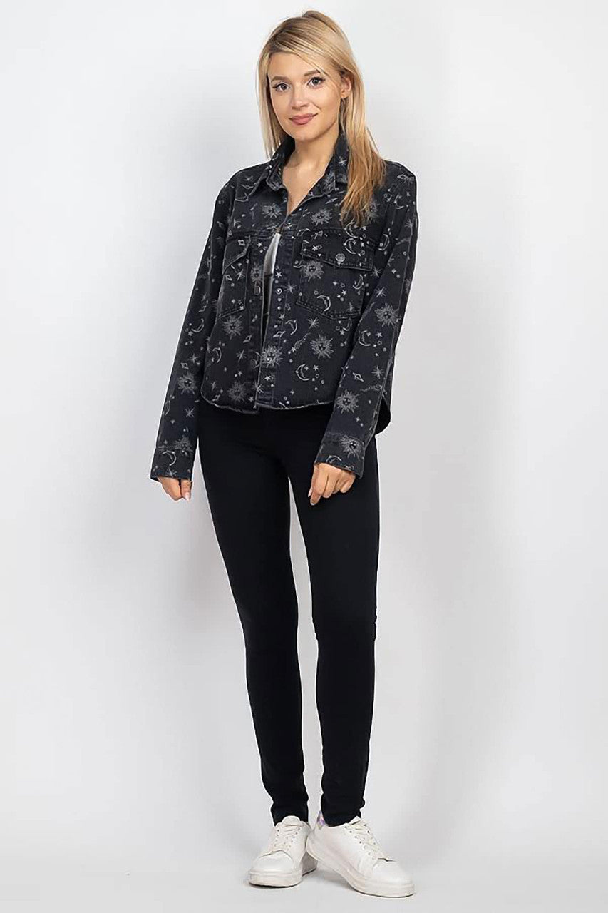 Celestial Print Denim Jacket
