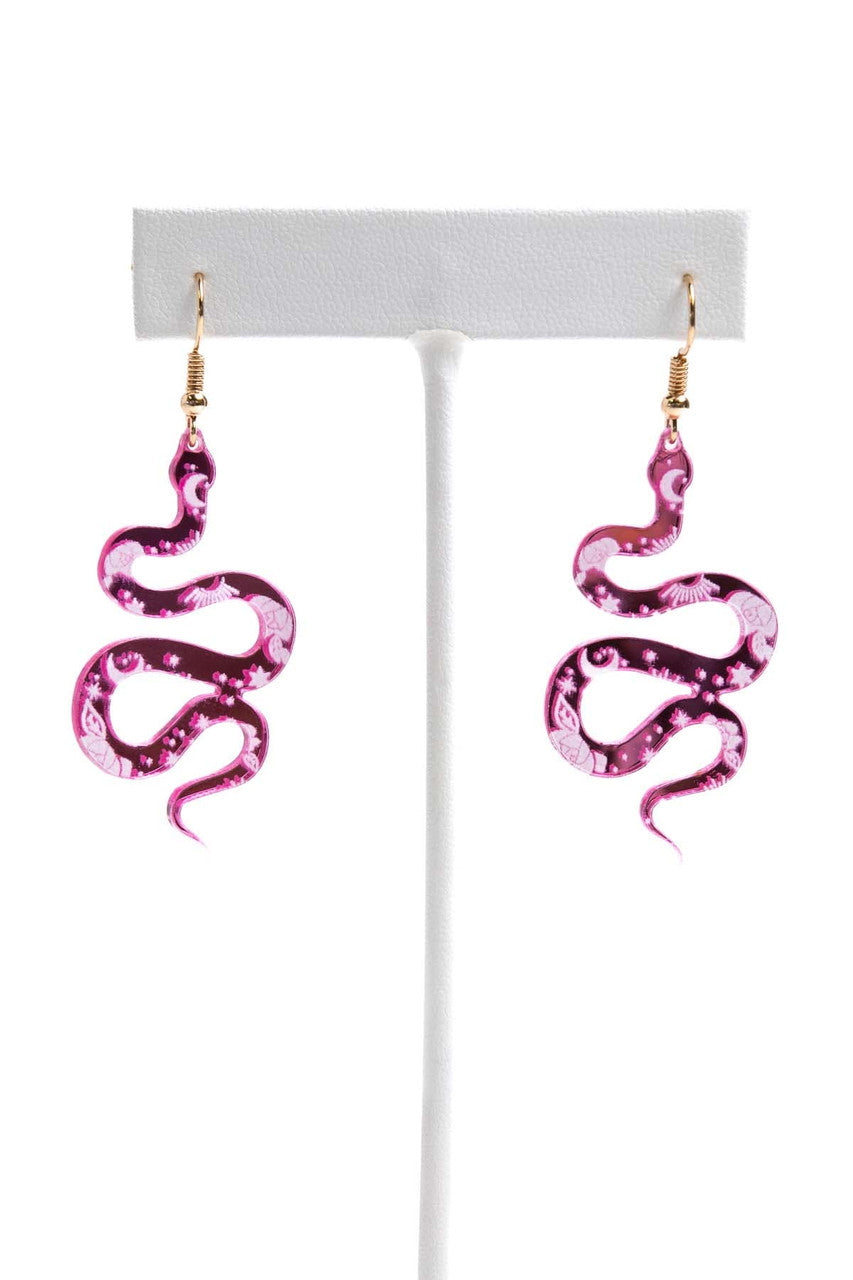 Pink Celestial Snake Earrings