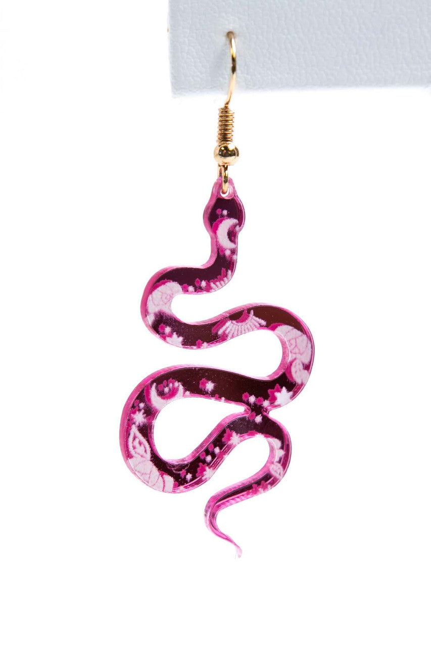 Pink Celestial Snake Earrings