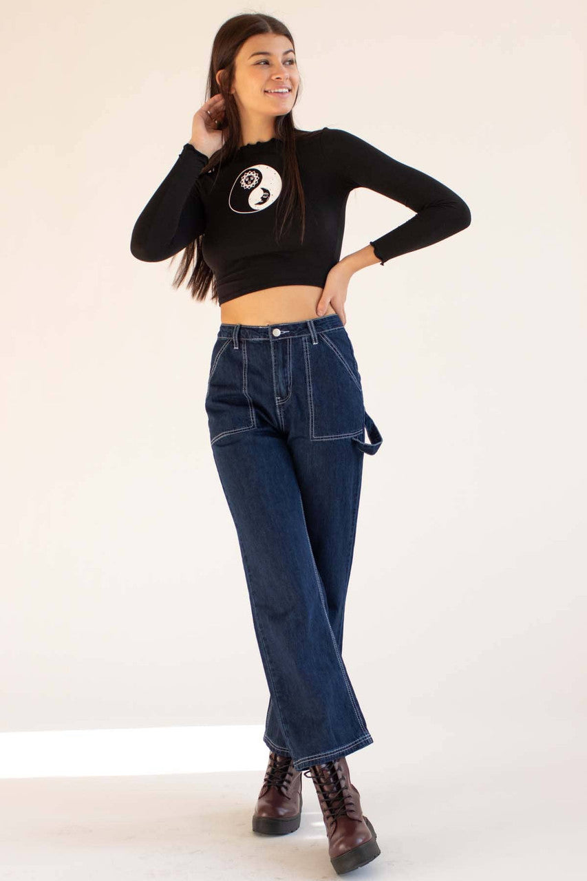 Black Celestial Yin Yang Long Sleeve Top