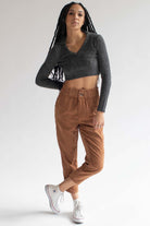 Charcoal Johnny Collar Cropped Sweater