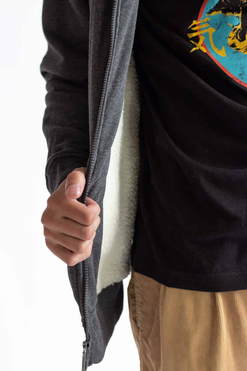 Charcoal Sherpa Lined Hoodie