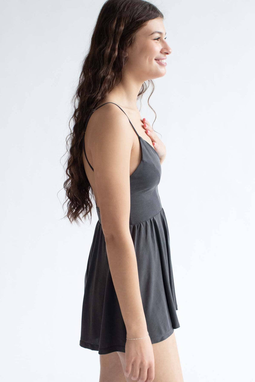 Charcoal V Neck Cami Romper