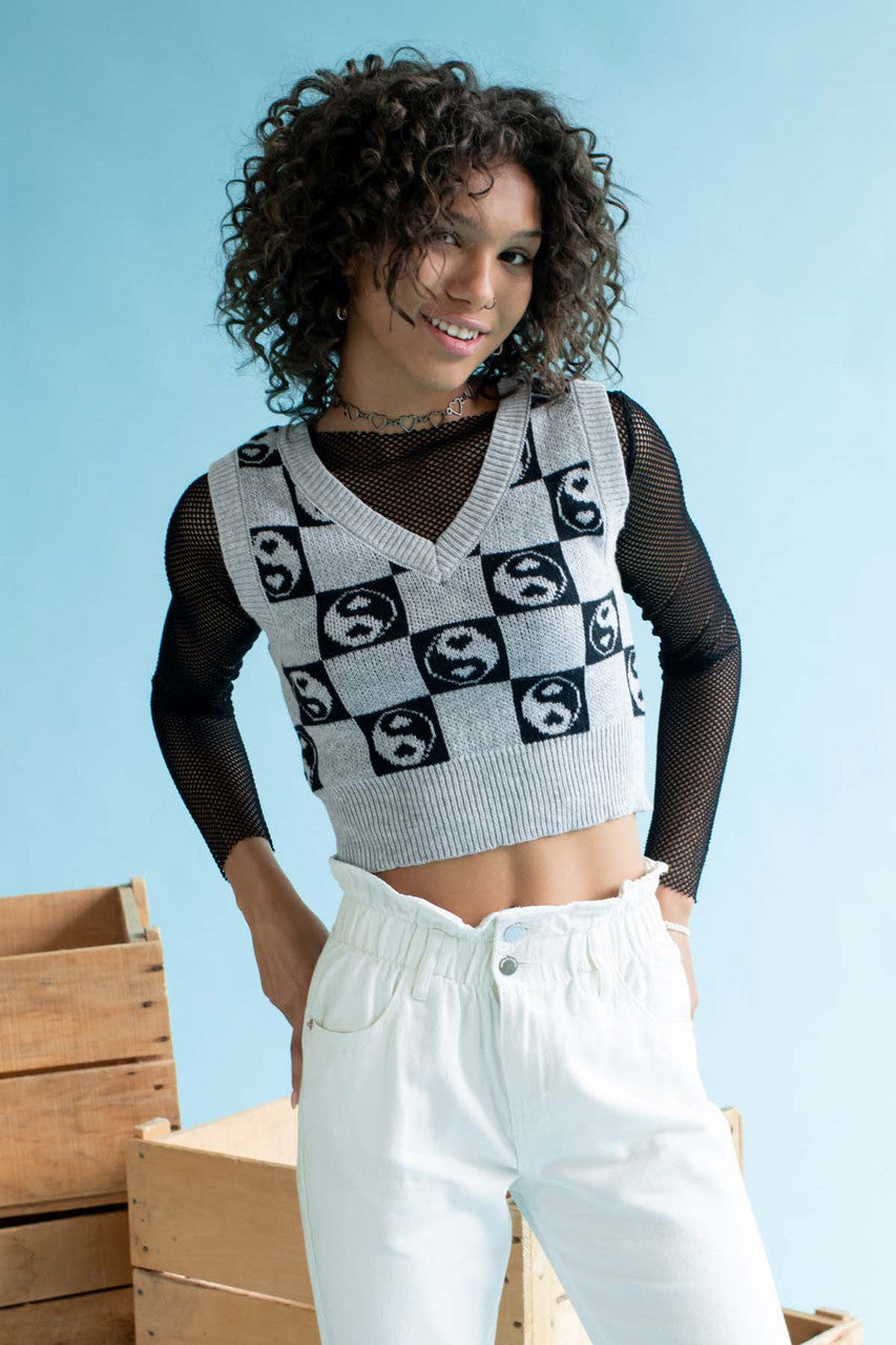 Checkered Yin Yang Sweater Vest