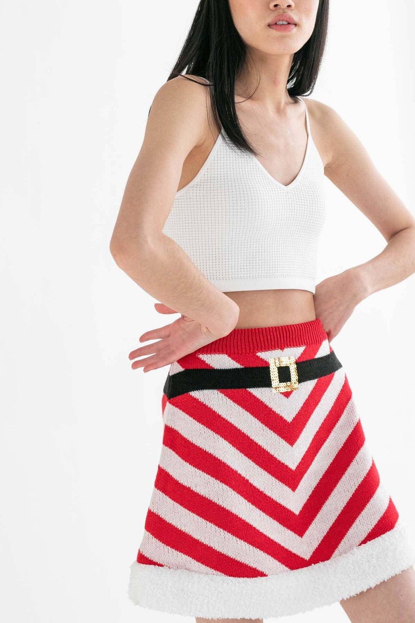 Chevron Santa Skater Skirt
