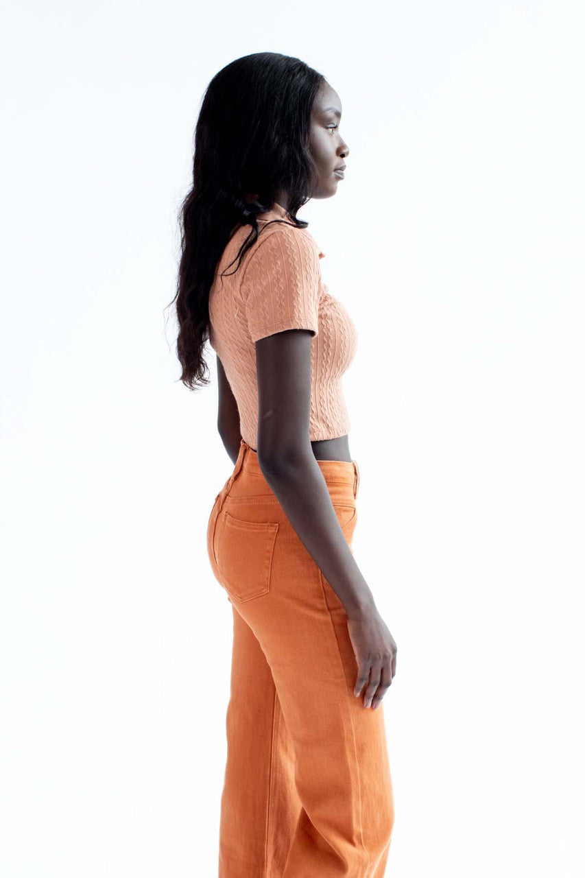 Chocolate Cable Knit Polo