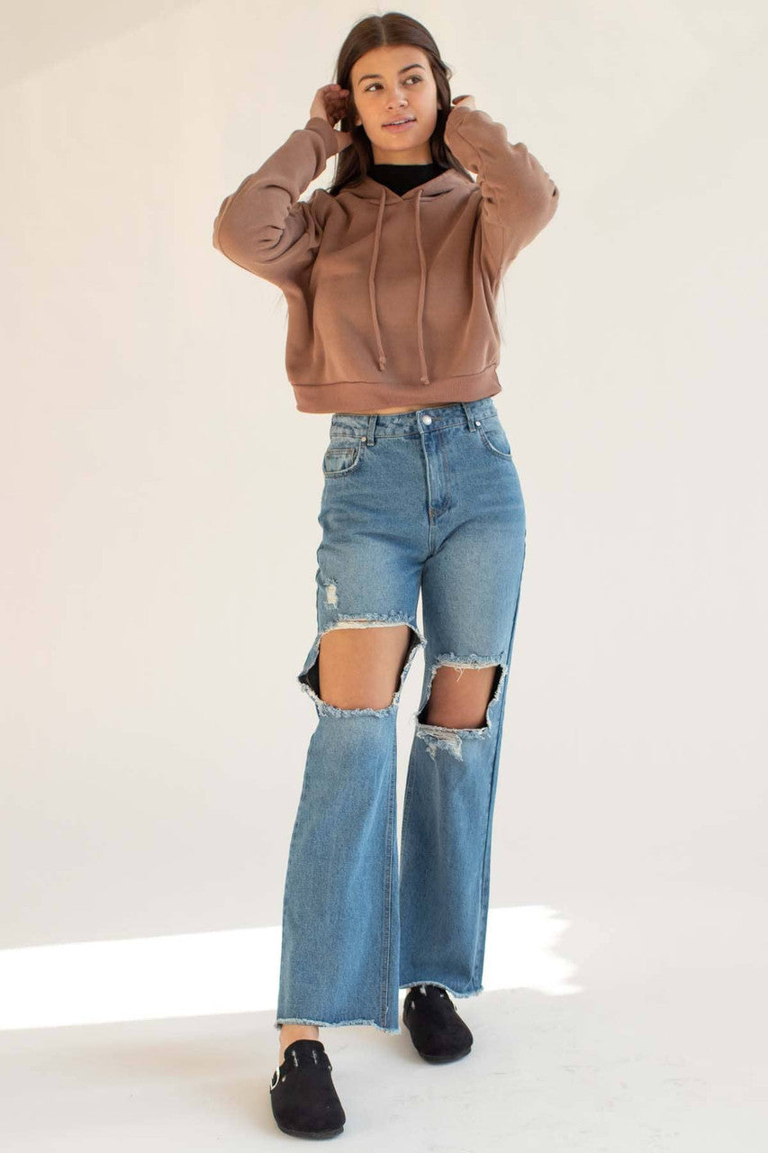 Chocolate Cropped Hoodie