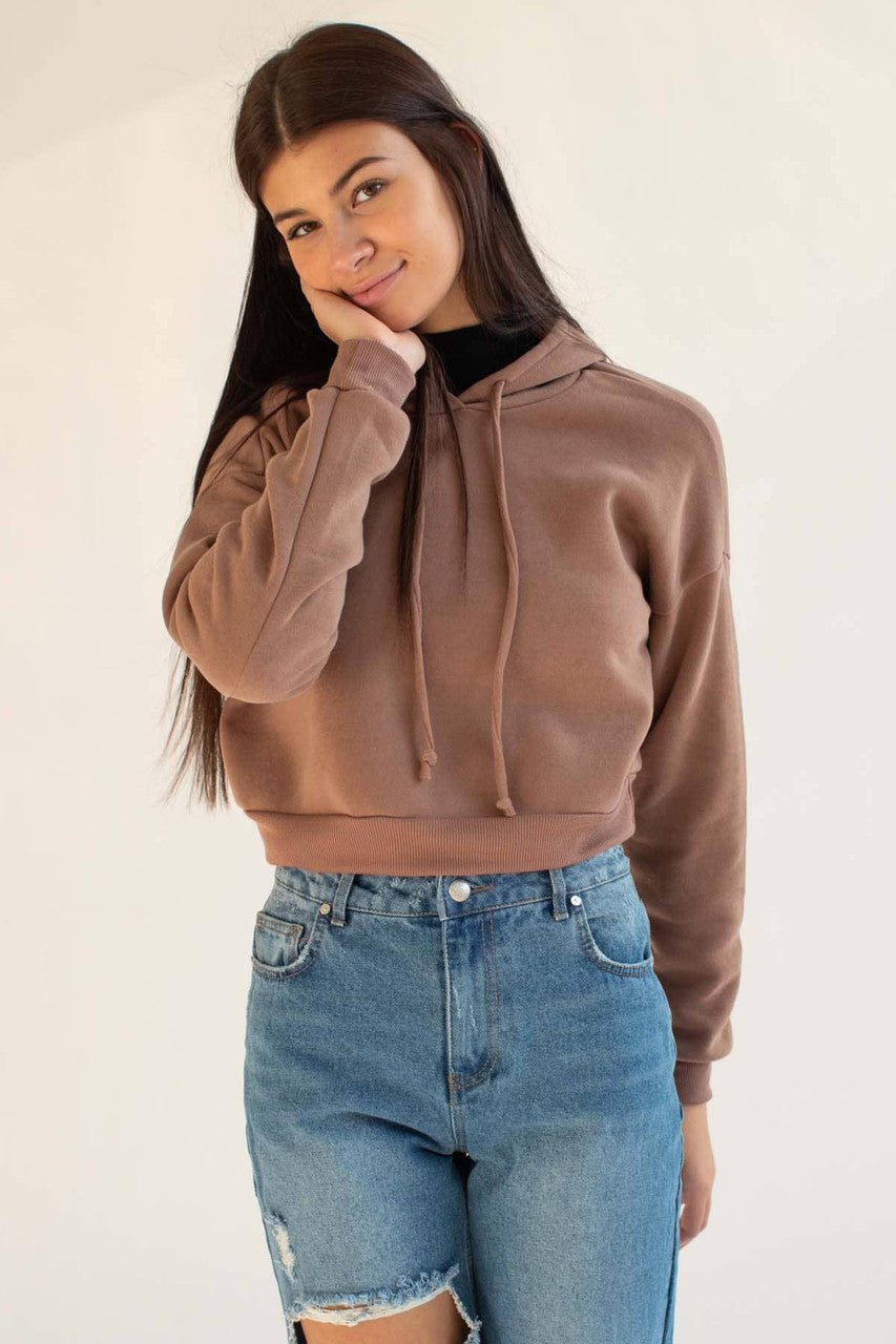 Chocolate Cropped Hoodie