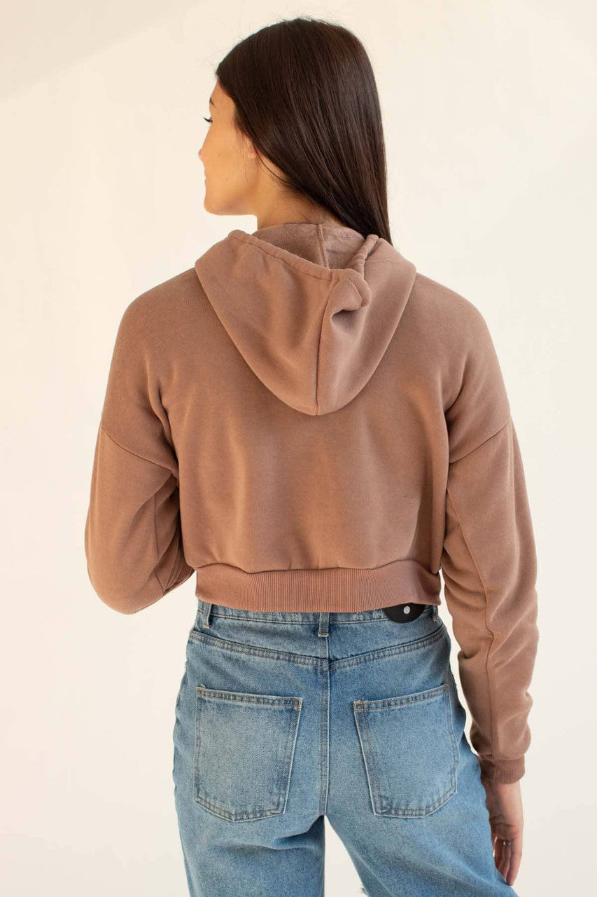 Chocolate Cropped Hoodie
