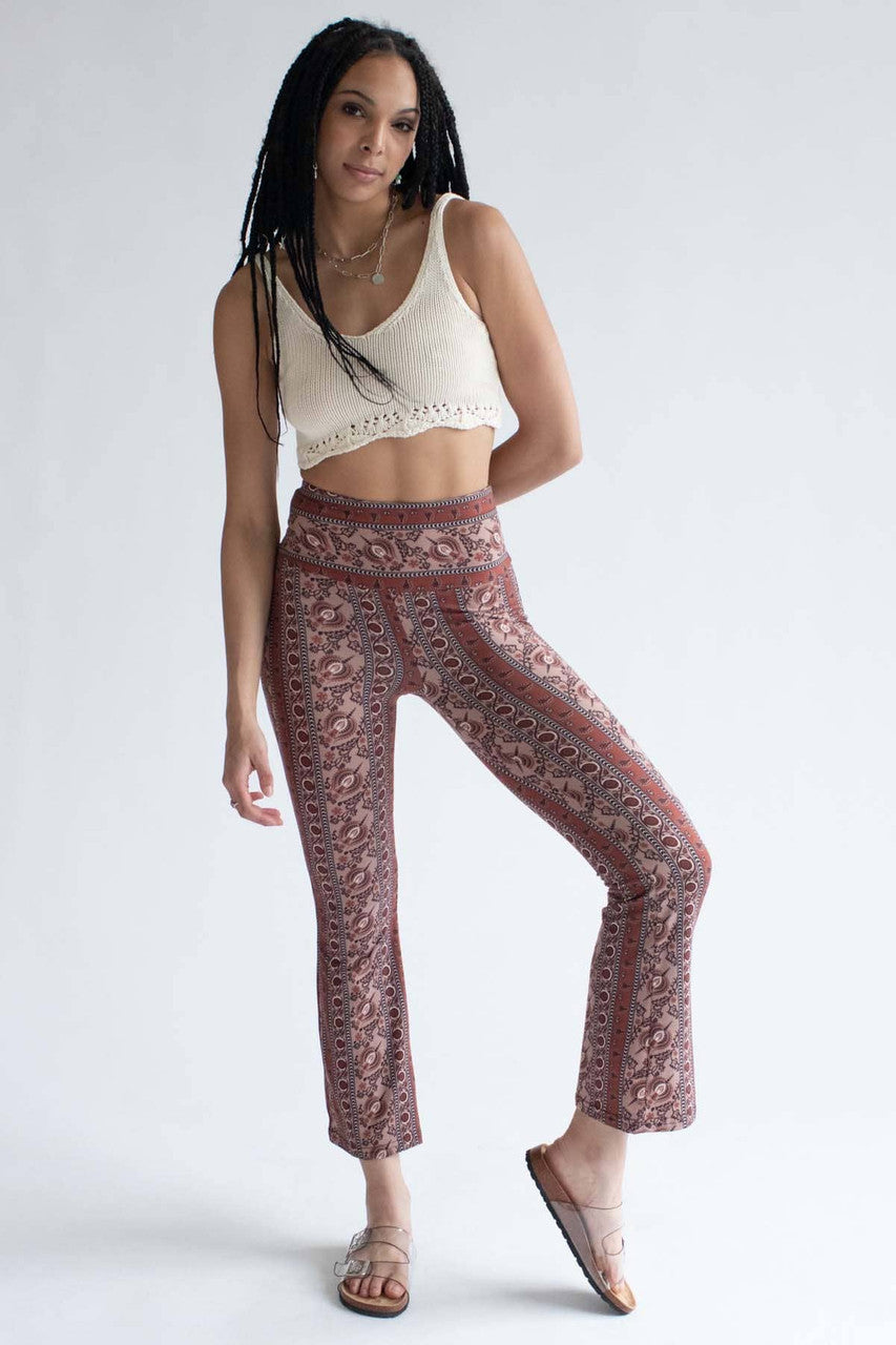 Chocolate Milk Border Print Bell Bottoms