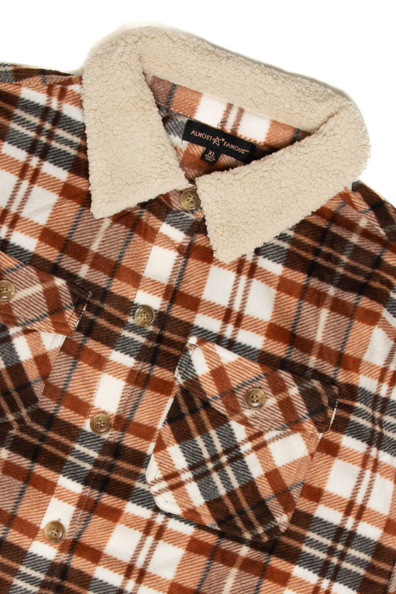 Chocolate Sherpa Collar Fleece Shacket