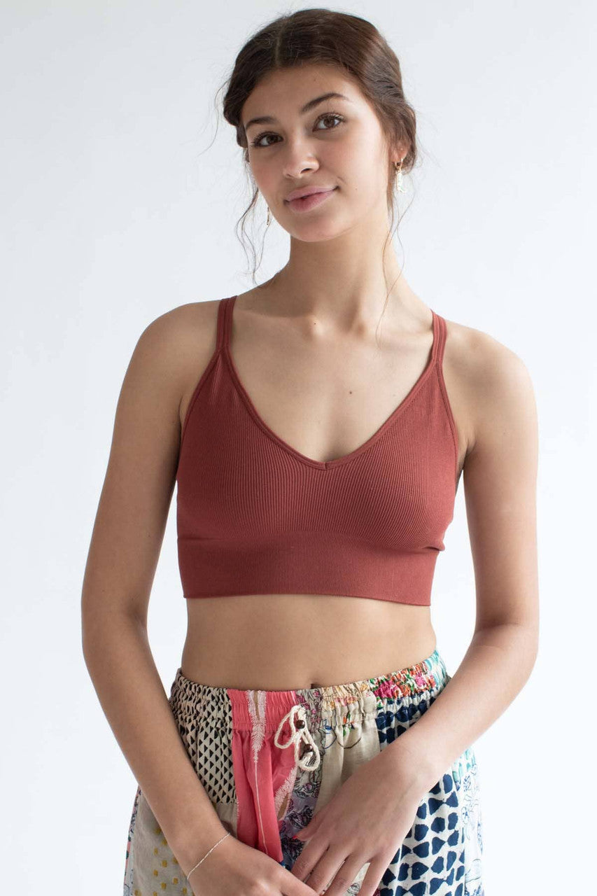 Clay Double Strap Seamless Ribbed Bralette