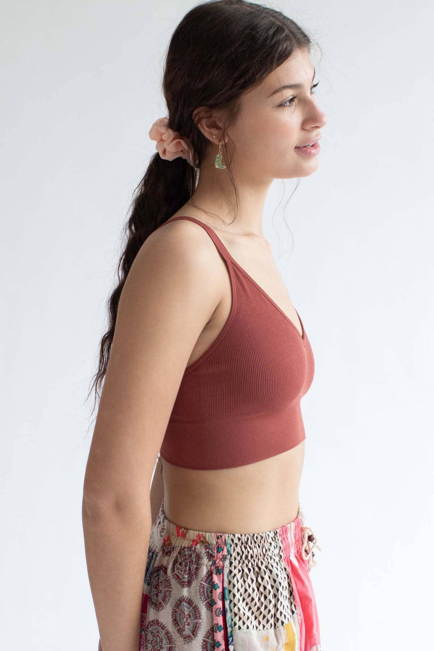 Clay Double Strap Seamless Ribbed Bralette