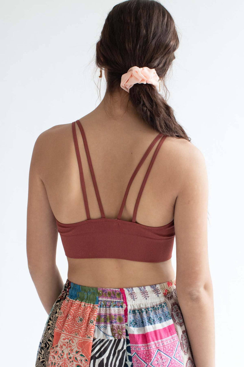 Clay Double Strap Seamless Ribbed Bralette