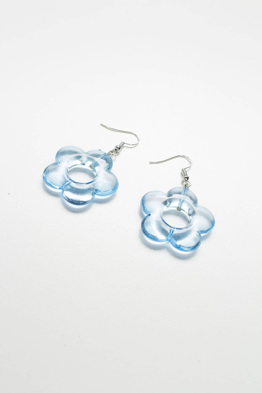 Clear Blue Flower Earrings