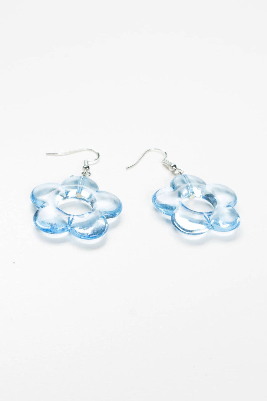 Clear Blue Flower Earrings