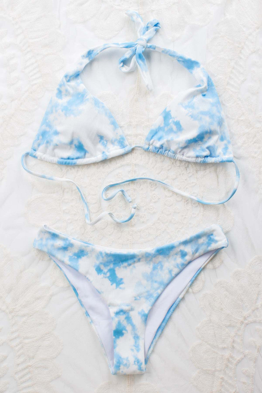 Cloud Print Tie Bikini Top