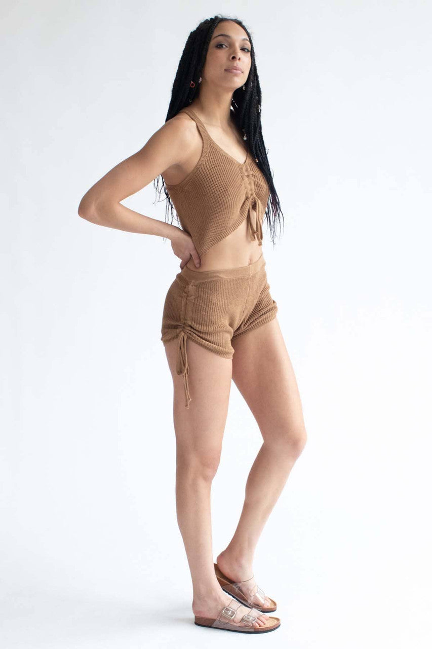 Coconut Cinched Knit Cami & Shorts Set