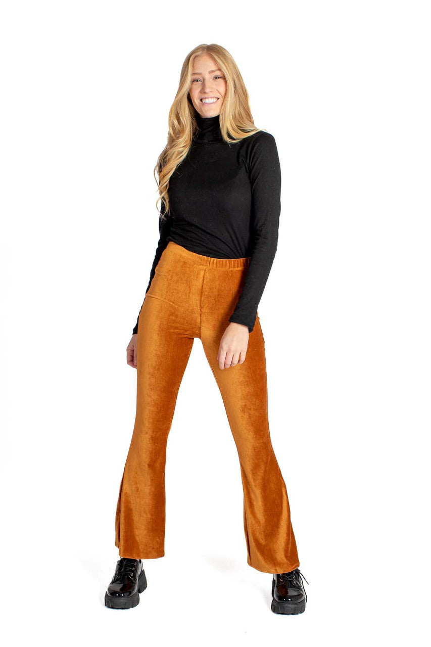 Cognac Knit Corduroy Flares