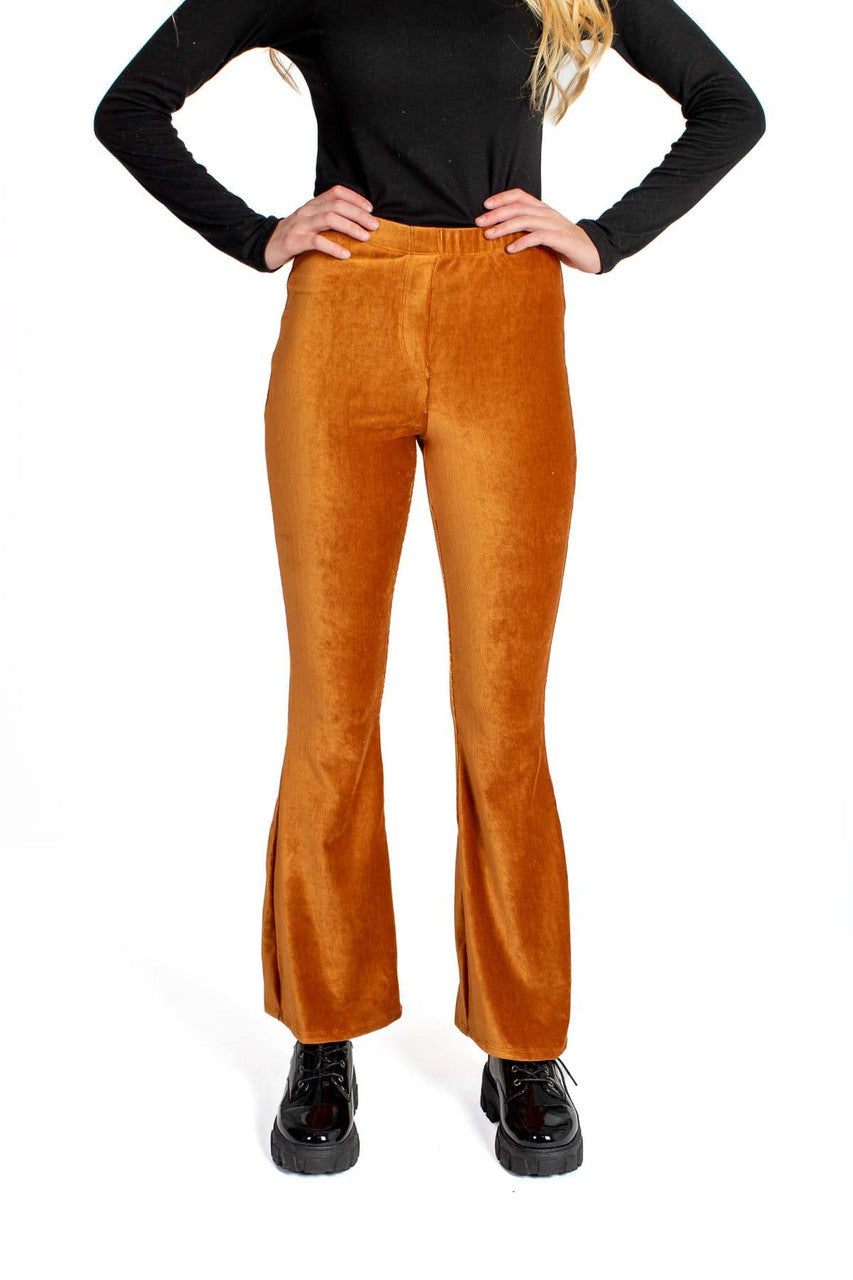 Cognac Knit Corduroy Flares