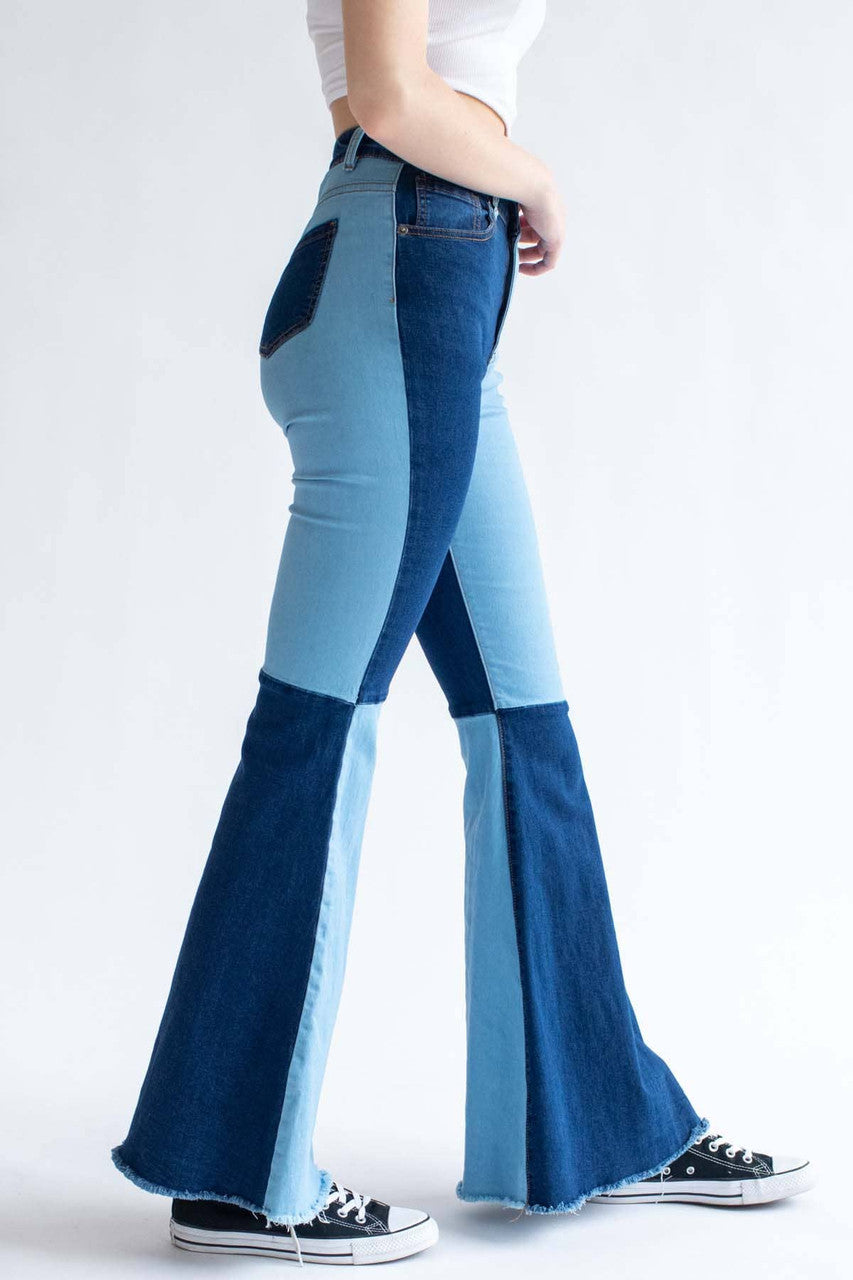 Color Blocked Patchwork Bell Bottoms
