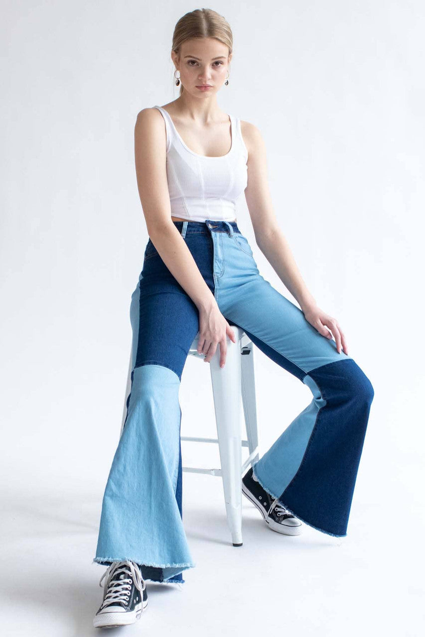 Color Blocked Patchwork Bell Bottoms