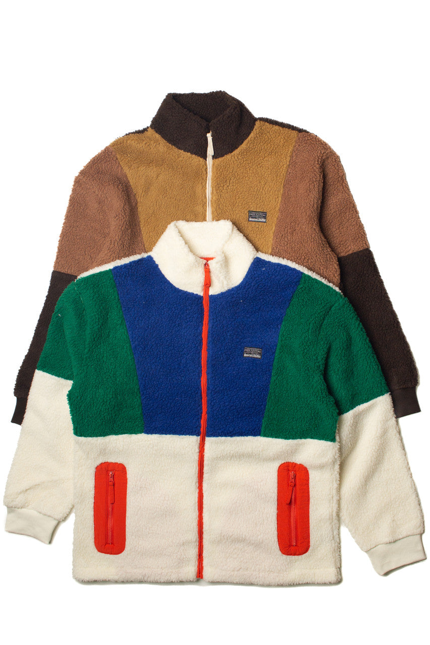 Zip Up Colorblock Sherpa Jacket