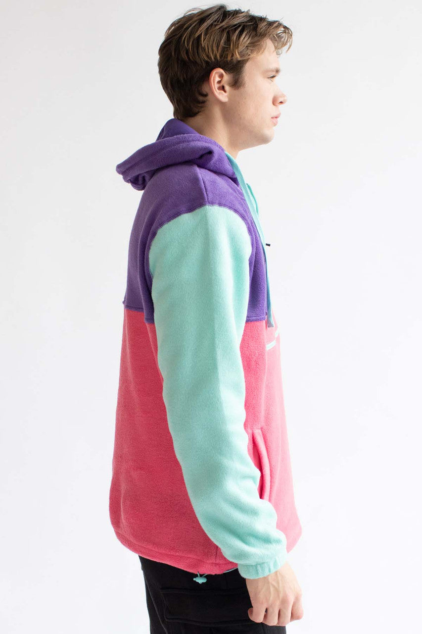 Cotton Candy Color Blocked Polar Fleece Hoodie